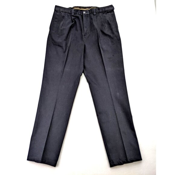 Oak Hill Men's Pants Size 40x34 Black Chino Pleated Front - Picture 1 of 10
